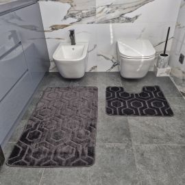 Набір килимів для ванної соти 60x100+60x50см сірий