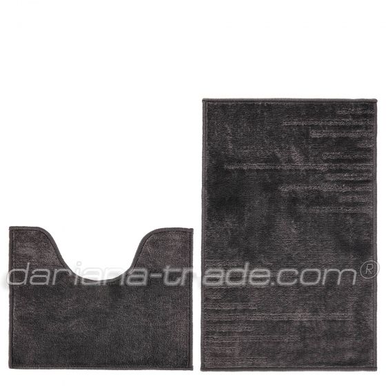 Набір килимів Smile 50x80+50x40 см з вирізом темно-сірий полоса
