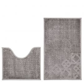 Набір килимів Smile 50x80+50x40 з вирізом світло-сірий ромб